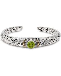 DEVATA - Peridot & Bali Filigree Cuff Bracelet - Lyst