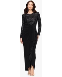 B & A by Betsy and Adam - Betsy And Adam Long Sleeve Sequined Dress - Lyst