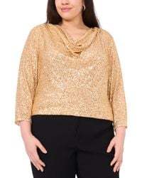 Vince Camuto - Plus Size Drape Neck 3/4-sleeve Top - Lyst