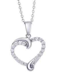 Macy's - Diamond Swirl Heart Pendant Necklace (1/2 Ct. T.w. - Lyst