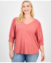 Democracy - Trendy Plus Elbow-sleeve Smocked-cuff Blouse - Lyst