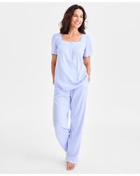 Charter Club - Short-sleeve Pointelle Knit Pajama Set - Lyst