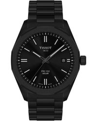 Tissot - Swiss Prc 100 Solar Quartz Black-tone Stainless Steel Bracelet Watch 39mm - Lyst