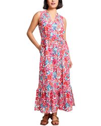 Jones New York - Printed Tie-waist Tiered Maxi Dress - Lyst