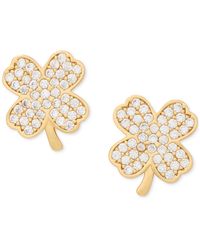 Kate Spade - Lucky Charm Gold-tone Pave Crystal Clover Stud Earrings - Lyst