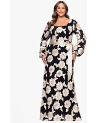 Betsy & Adam - Plus Size Square Neck Stretch Rib Long Dress - Lyst