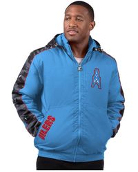 Starter - Light Blue Houston Oilers Thursday Night Gridiron Full-zip Hoodie Jacket - Lyst