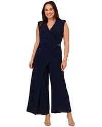 Adrianna Papell - Plus Size Shawl-collar Wide-leg Jumpsuit - Lyst