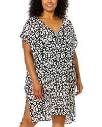 Anne Cole - Plus Size V-neck Short-sleeve Tunic Cover-up - Lyst