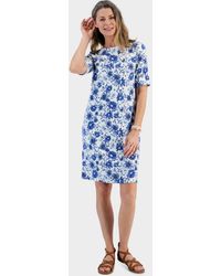 Style & Co. - Printed Boat-neck Elbow Sleeve Dress - Lyst