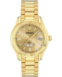 Versace - Swiss Apodis Gmt Gold Ion Plated Bracelet Watch 41mm - Lyst