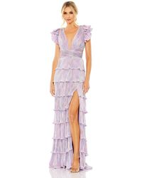 Mac Duggal - Ieena Ruffle Tiered Criss Cross Lace Up Gown - Lyst