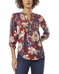 Jones New York - Floral-print Pintuck Roll-tab Shirt - Lyst