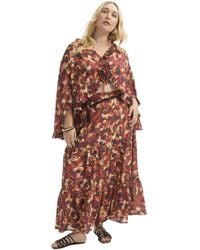 June + Vie - June + Vie Plus Size Tiered Printed Maxi Skirt - Lyst