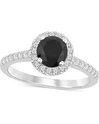 Macy's - Black & White Diamond Halo Engagement Ring (1-3/8 Ct. T.w. - Lyst