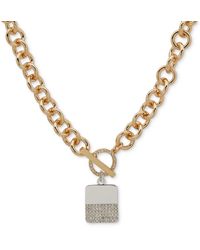 DKNY - Two-tone Crystal Charm toggle 17" Collar Necklace - Lyst