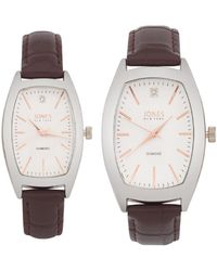 Jones New York - Men And Analog Brown Croc Polyurethane Leather Strap His Hers Watch 35mm - Lyst