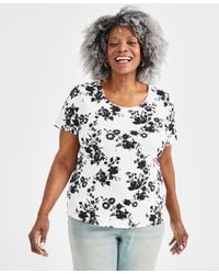 Style & Co. - Plus Size Short-sleeve Scoop Neck Printed Top - Lyst