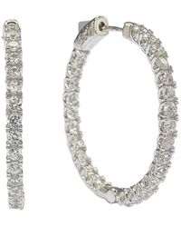 SUZY LEVIAN NEW YORK - Suzy Levian Sterling Silver Cubic Zirconia Classic Large Hoop Earrings - Lyst