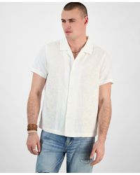 Guess - Mosley Regular-fit Textured Embroidered Floral Button-down Camp Shirt - Lyst