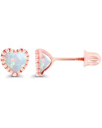 Macy's - Created White Opal Heart Screwback Earrings - Lyst