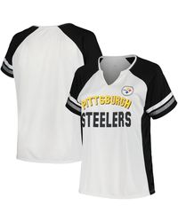 Fanatics - Branded White/black Pittsburgh Steelers Plus Size Color Block T-shirt - Lyst