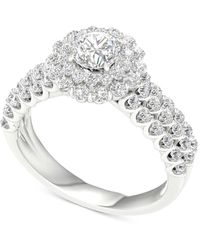 Macy's - Diamond Double Halo Multi-row Engagement Ring (1-1/2 Ct. T.w. - Lyst