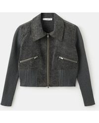 Mango - Combined Fabrics Knitted Jacket - Lyst