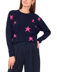 Vince Camuto - Cozy Crewneck Star-print Dropped-shoulder Sweater - Lyst