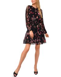 Cece - Cold-shoulder Tiered Floral Minidress - Lyst