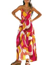 CUPSHE - Printed V-neck Wide-leg Jumpsuit - Lyst