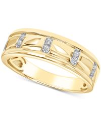 Macy's Diamond Band (1/10 Ct. T.w.) In 10k Yellow Gold And 10k White Gold - Metallic