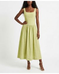 Taylor - Square Neck Pucker Stripe Drop Waist Dress - Lyst
