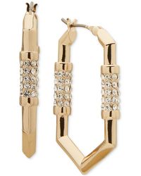 Karl Lagerfeld - Medium Pave Geometric Link Hoop Earrings - Lyst
