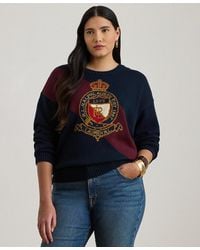 Ralph Lauren - Plus Size Cotton Crest Long-sleeve Sweater - Lyst