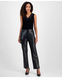 Kasper - Faux-leather Mid-rise Straight-leg Pants - Lyst