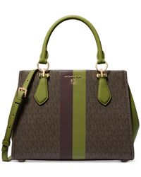 Michael Kors - Michael Logo Marilyn Medium Stripe Satchel - Lyst