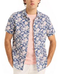 Nautica - Classic-fit Linen-blend Tropical-print Short-sleeve Shirt - Lyst