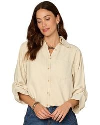 Democracy - Spread-collar Button-front Top - Lyst
