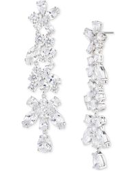 Givenchy - Silver-tone Mixed Cut Cubic Zirconia Linear Drop Earrings - Lyst