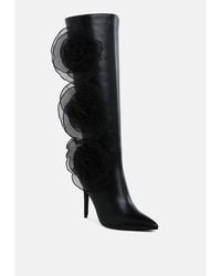 LONDON RAG - Chinkara Sheer Big Rose Detail Long Boots - Lyst
