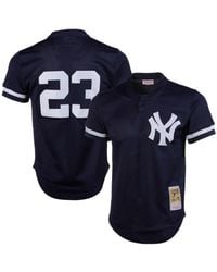 Derek Jeter New York Yankees Mitchell & Ness Cooperstown Collection Mesh  Batting Practice Button-Up Jersey - Navy