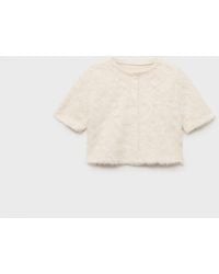 Mango - Knitted Cropped Cardigan - Lyst