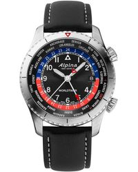 Alpina - Swiss Startimer Pilot Leather Strap Watch 41mm - Lyst