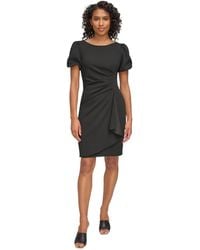 DKNY - Petite Puff-sleeve Side-ruched Dress - Lyst