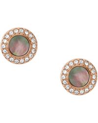 Fossil - Val Gray Mother Of Pearl Glitz Studs - Lyst