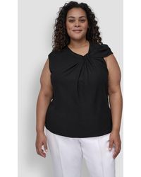 DKNY - Plus Size Sleeveless Twisted-neck Knit Top - Lyst