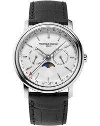 Frederique Constant - Swiss Classics Business Timer Leather Strap Watch 40mm - Lyst