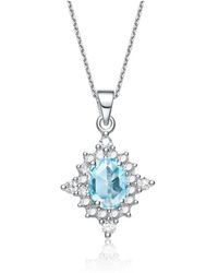 Genevive Jewelry - Cubic Zirconia Sterling Silver White Gold Plated Shape Pendant - Lyst