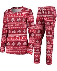 Concepts Sport - 2-piece Ohio State Buckeyes Holiday Long Sleeve Top And Pants Sleep Set - Lyst